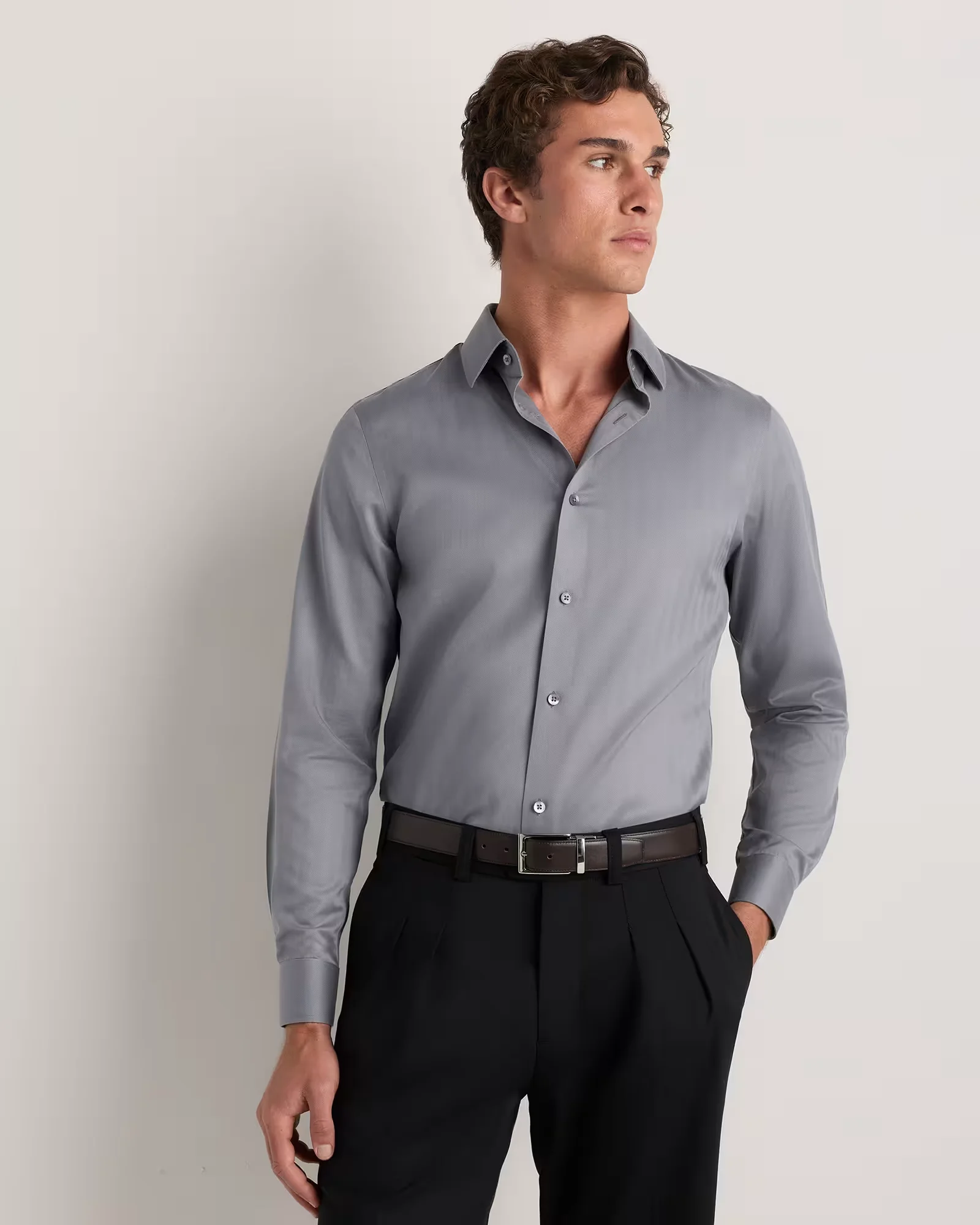 Supima Cotton Herringbone Dress Shirt