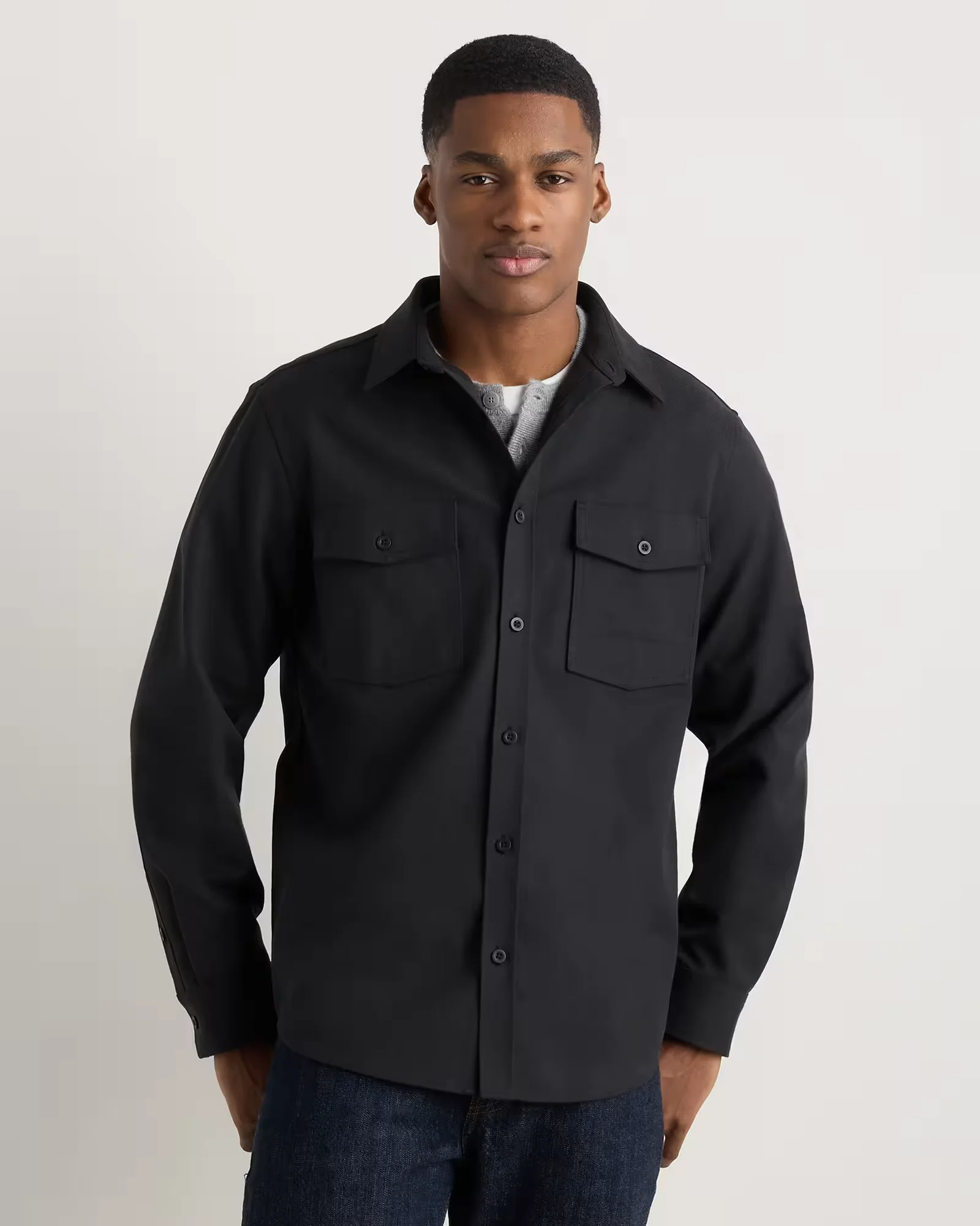Brushed Cotton Wool Utility Overshirt