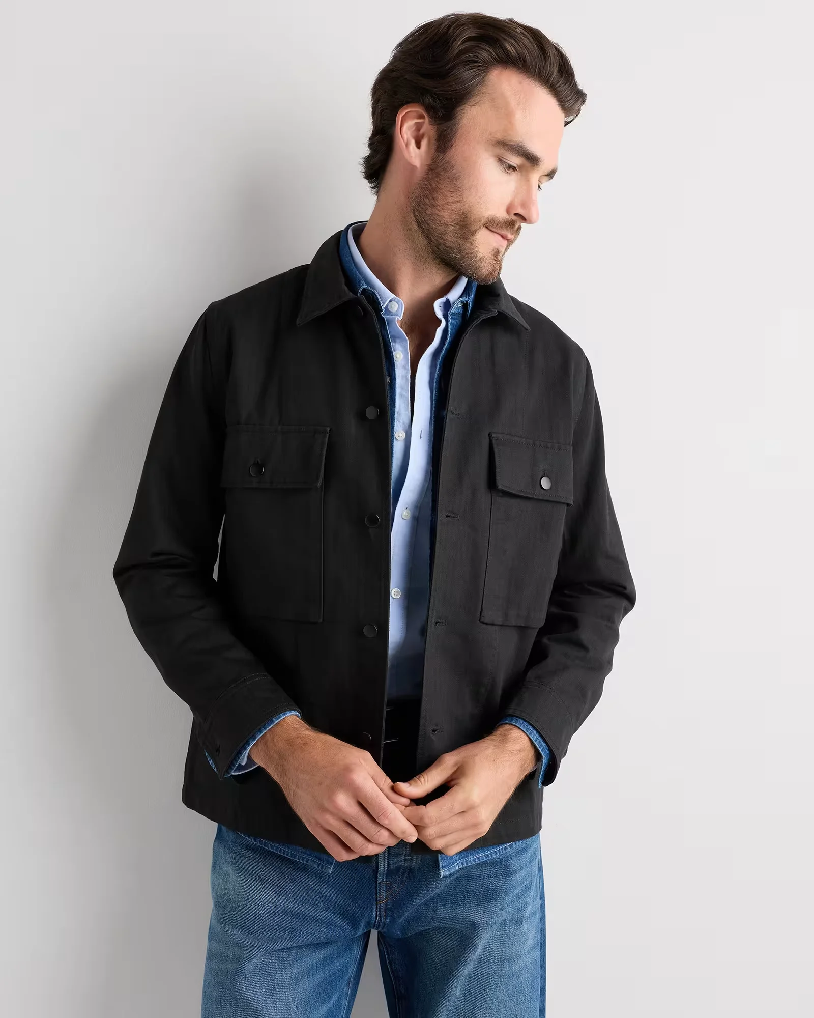 100% Organic Herringbone Twill Shirt Jacket