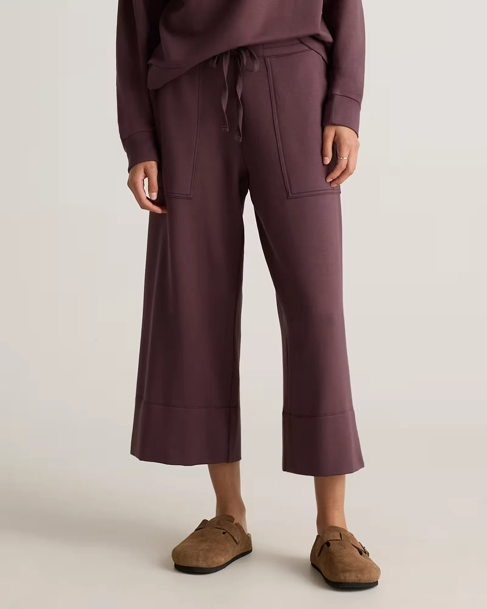 SuperSoft Fleece Cropped Wide Leg Pants