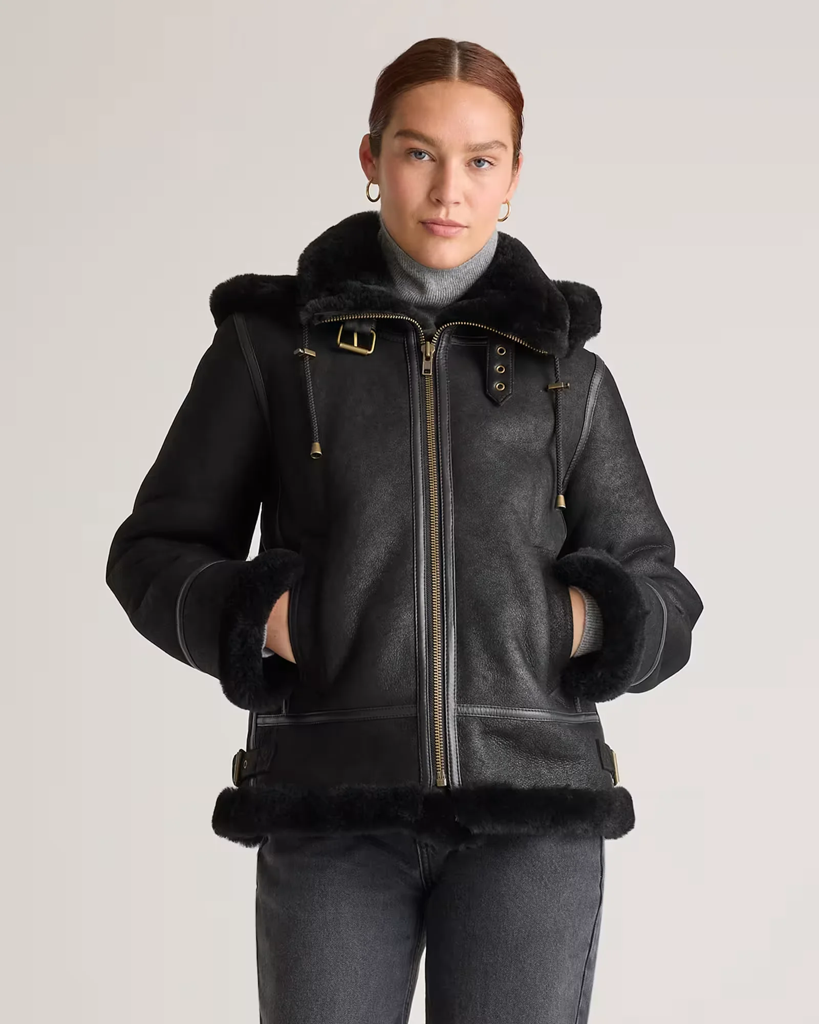 100% Shearling Cold Weather Bomber Jacket