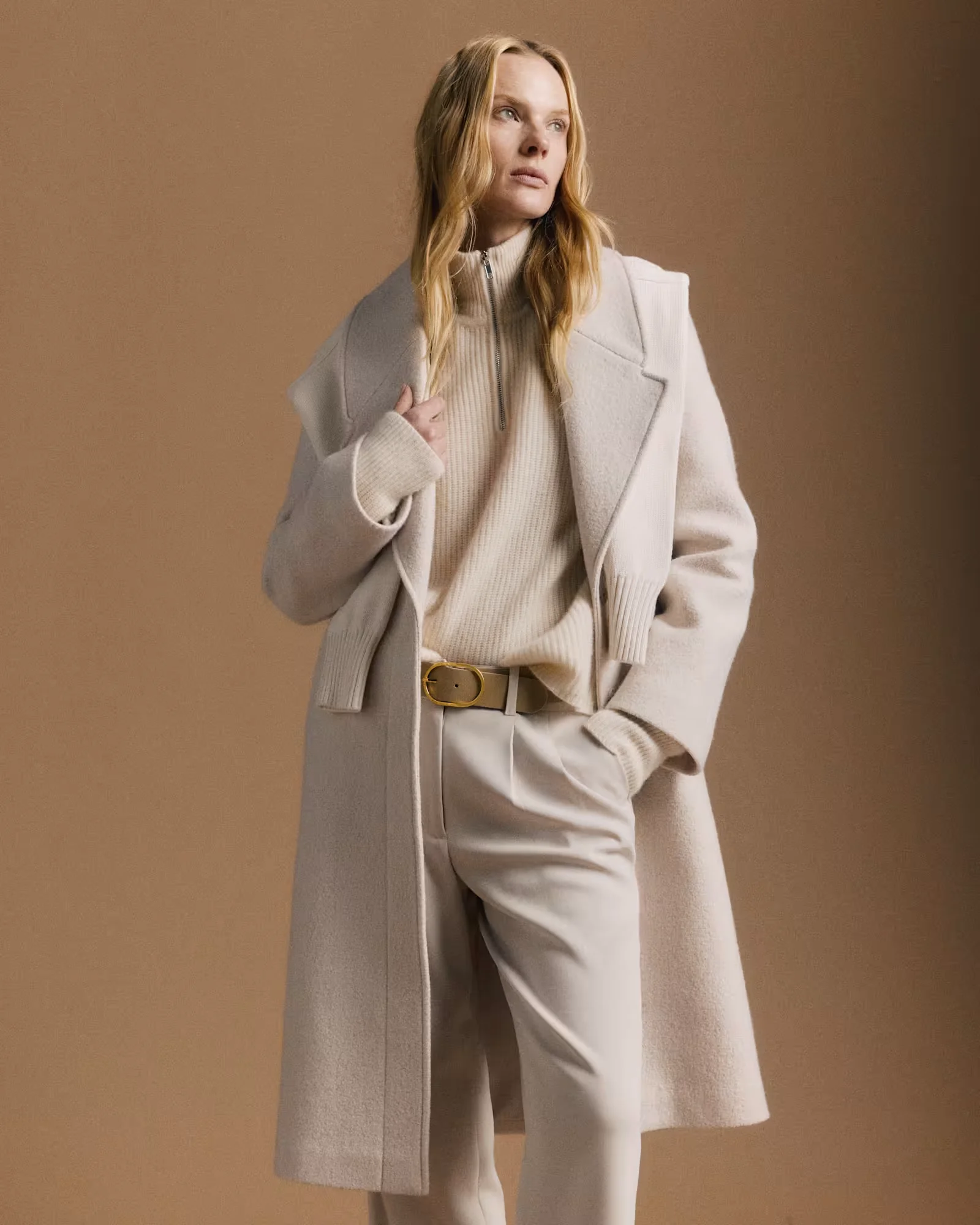 100% Merino Wool Shawl Collar Long Coat