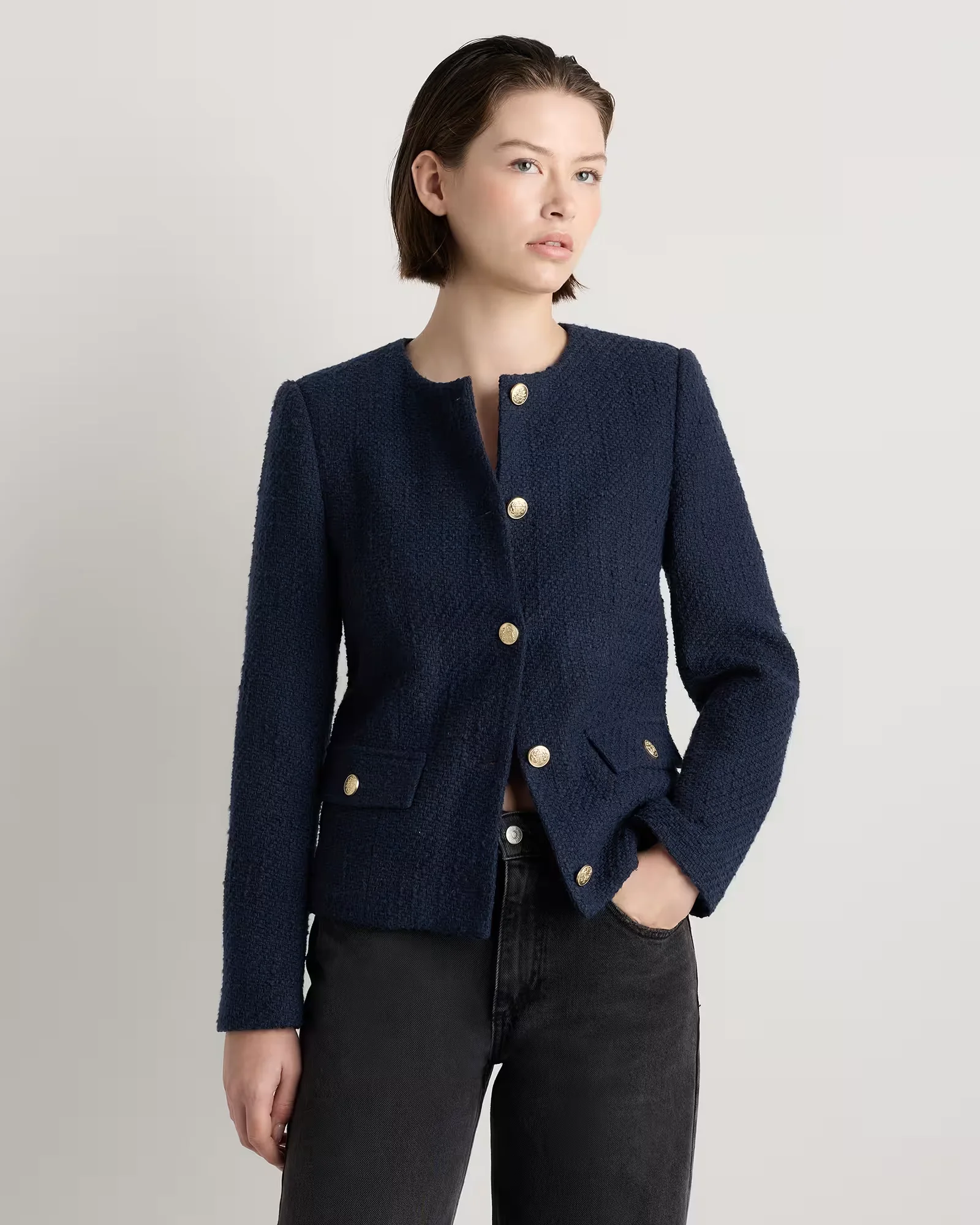 Tweed Collarless Jacket